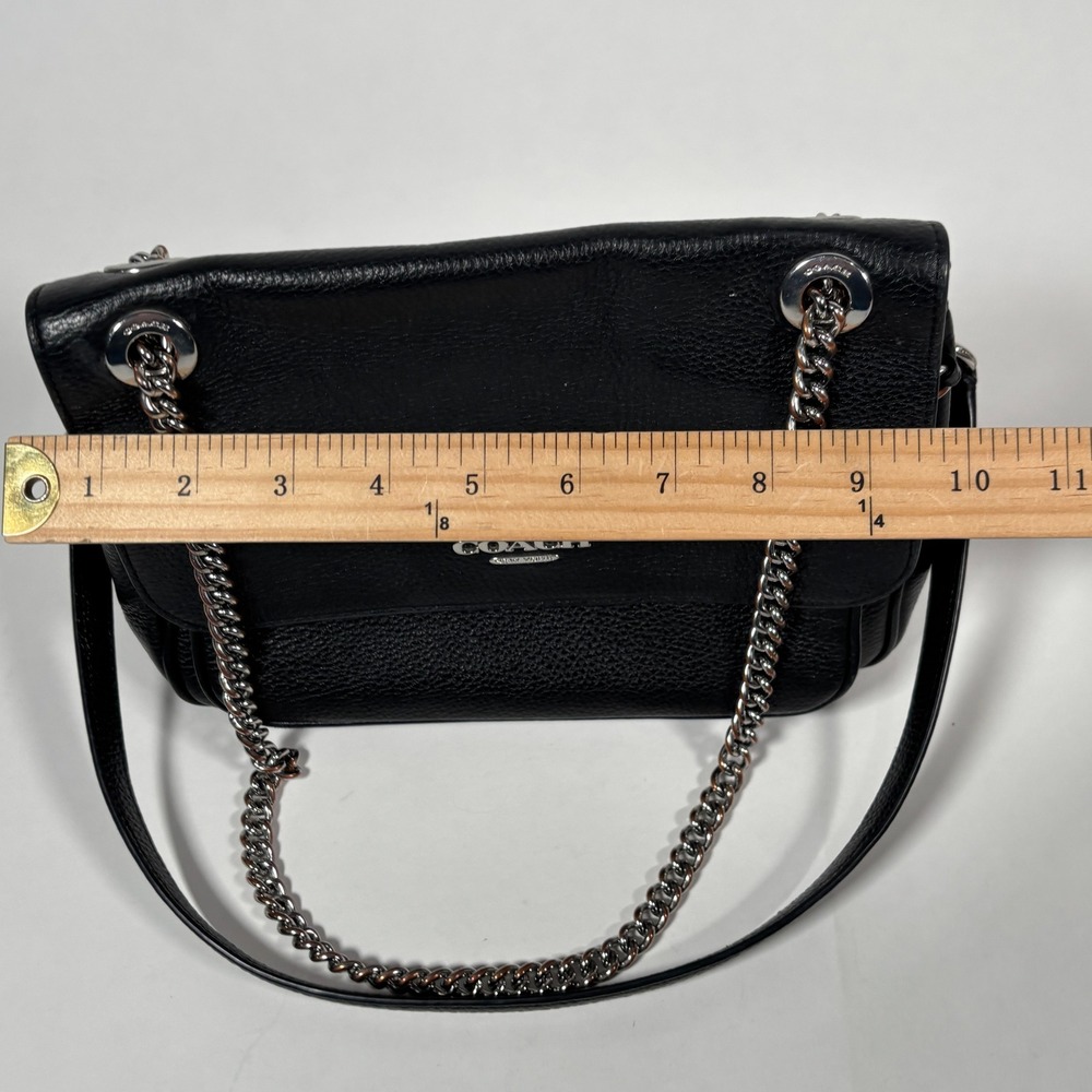 Coach Black Leather Shoulder Bag with Silver Chain - Picture 7 of 7
